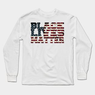 Black Lives Matter Take a Knee BLM USA Grunge Flag Text Long Sleeve T-Shirt